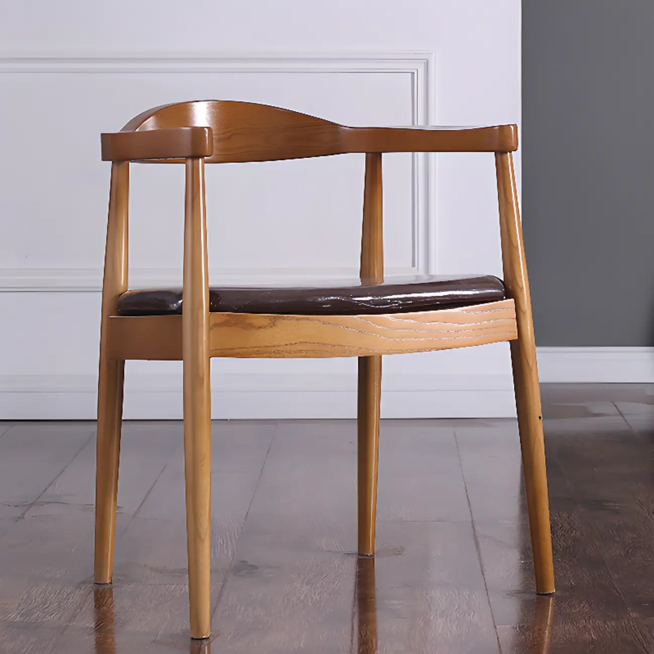 Brown Upholstered Dining Chair with Armrests