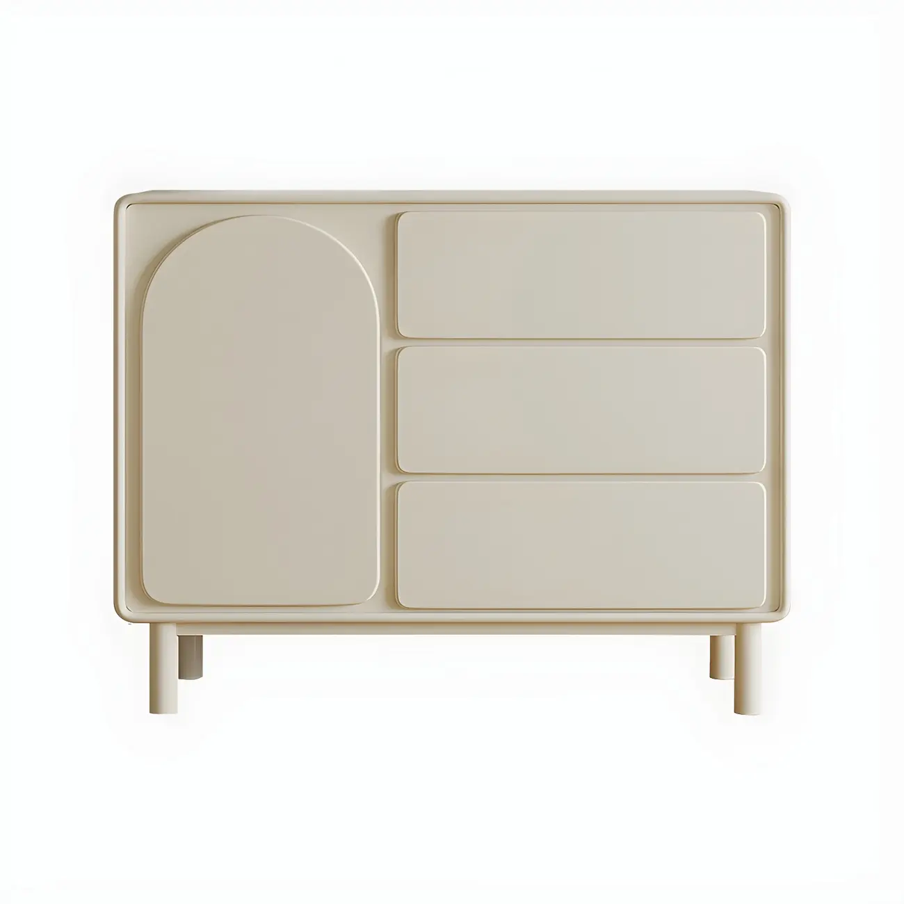 Durable Off-White Wooden Combo Dresser with Shelves