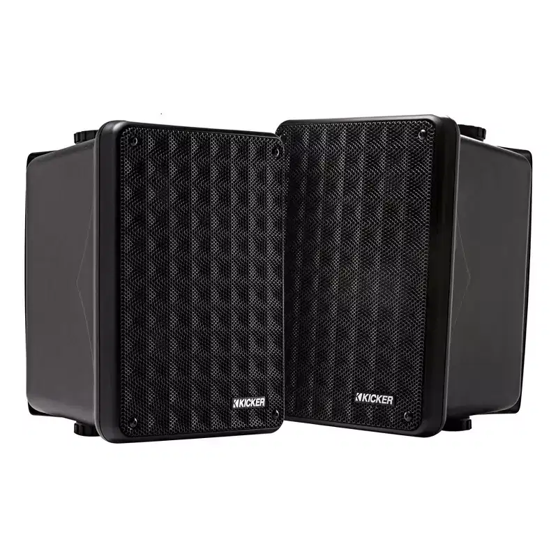 Kicker (2 Pair ) KB6B 2-Way Full Range Indoor Outdoor Speakers (Pair) Weatherproof Speakers for Patio Garage Poolside in-Home, Black & 40ft Speaker...