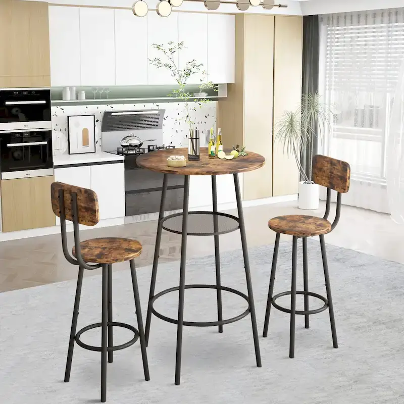 2-Tier Round Bistro Bar Dining Table