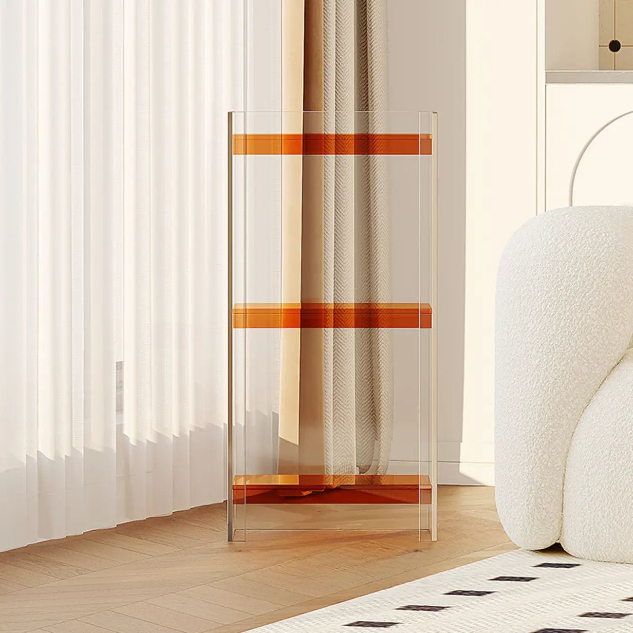 Minimalism Clear Acrylic 4-Tier Vertical Narrow Bookcase