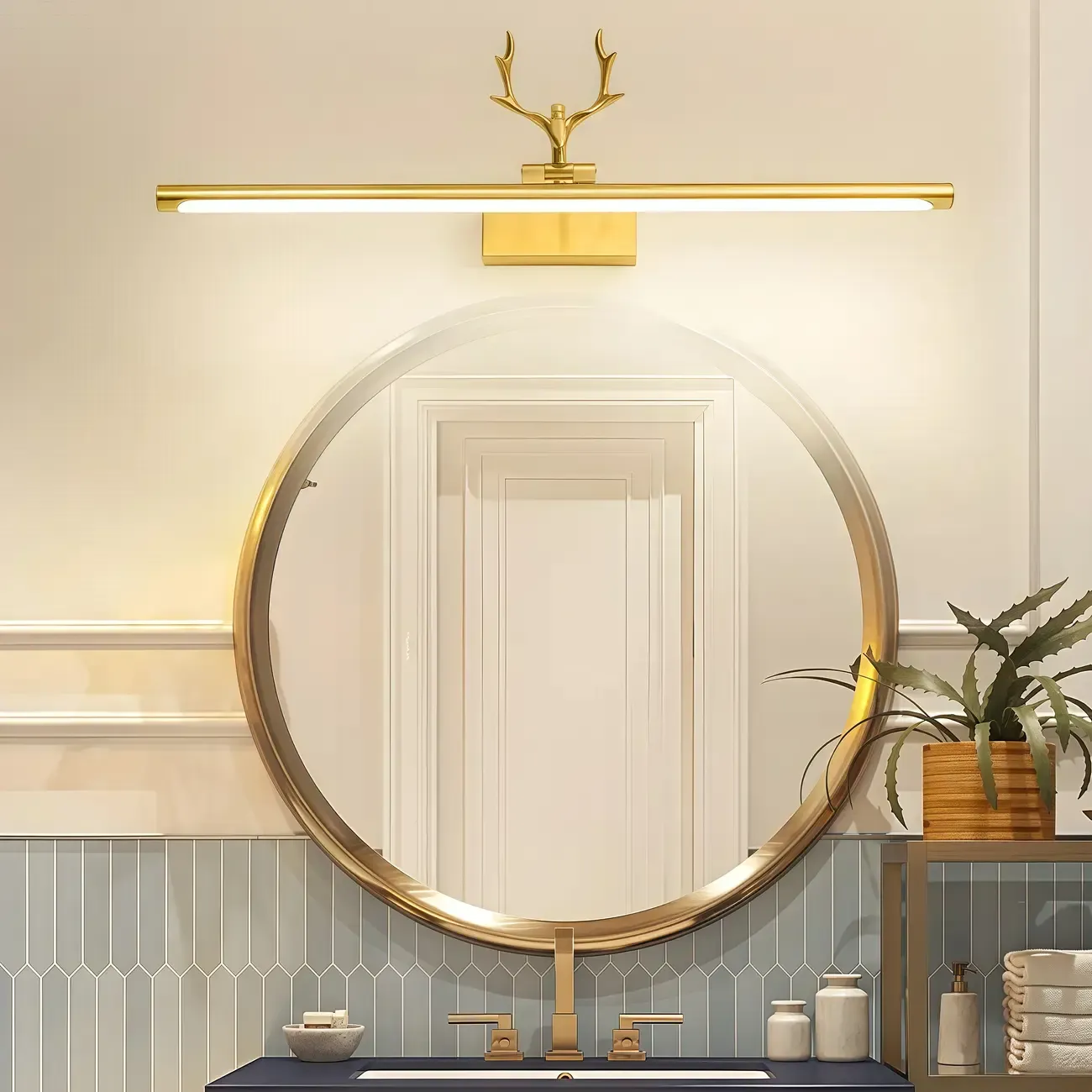 Modern Gold Antler Linear LED Bathroom Vanity Lights