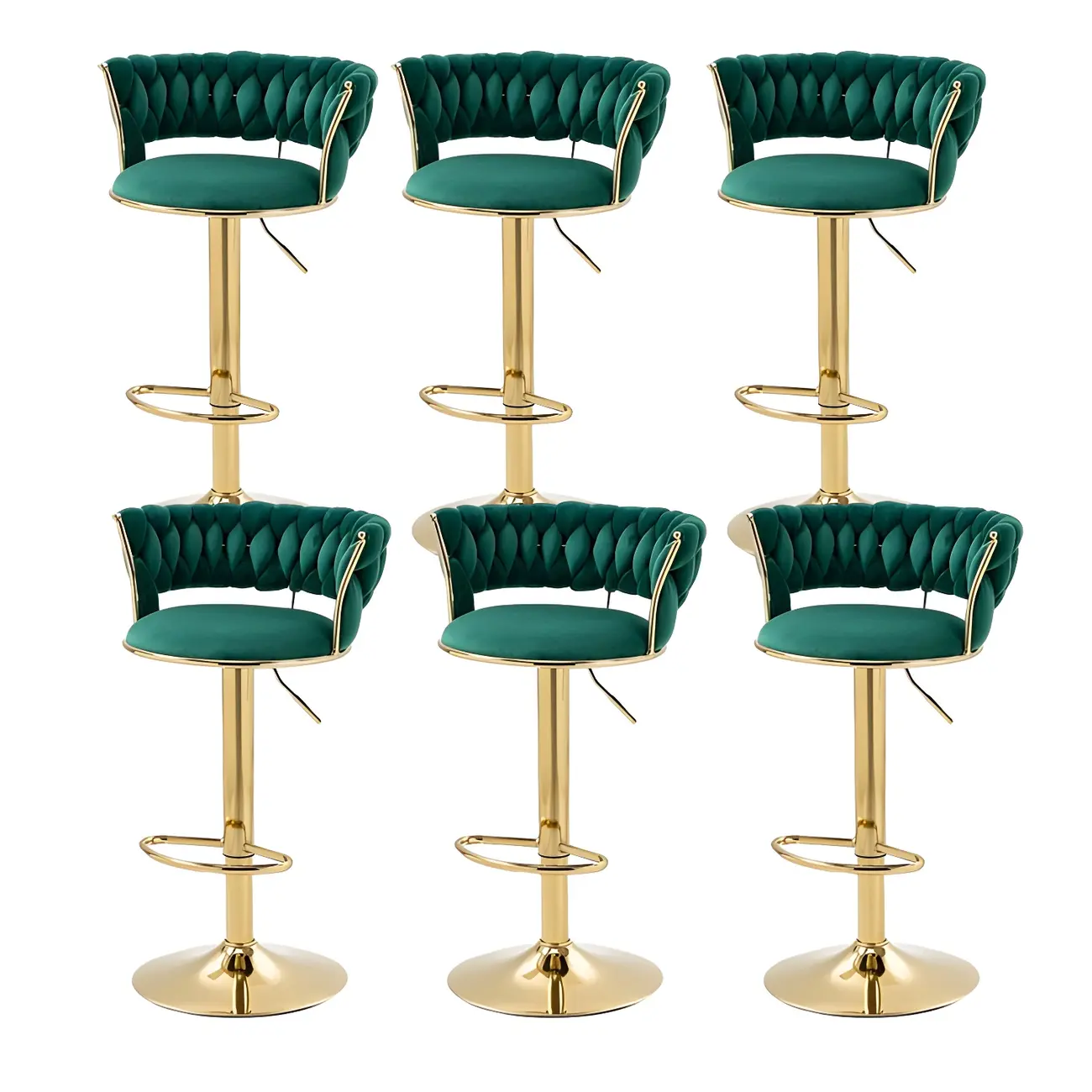 Gold Base Low Back Adjustable Swivel Bar Stool
