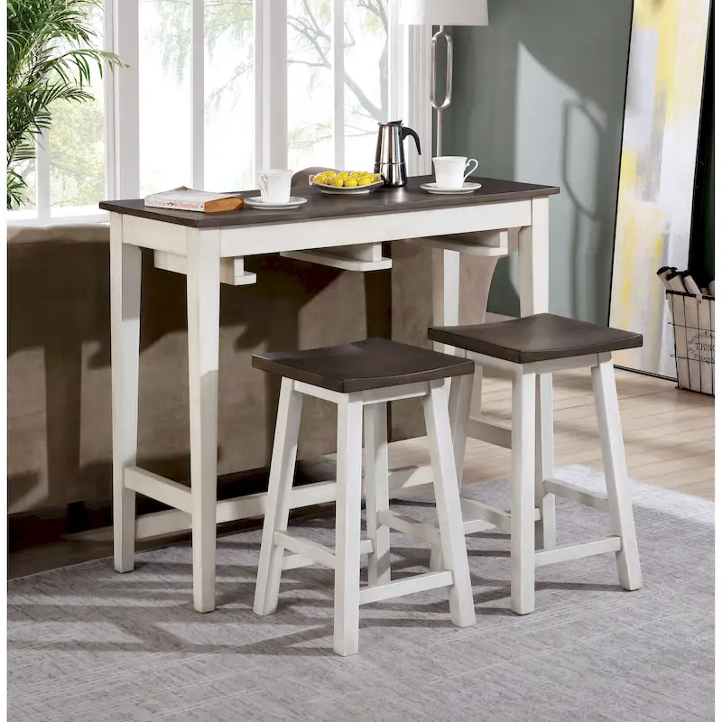 Flaros Transitional Solid Wood 3-Piece Bar Table Set by Furniture of America