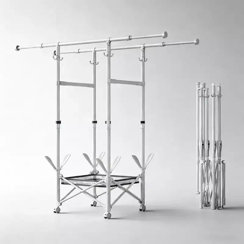 Foldable Clothes Drying Rack with Wheels, Large Capacity Expandable Laundry Rack, Portable Collapsible Dryer, No Assembly, Indoor & Outdoor Use