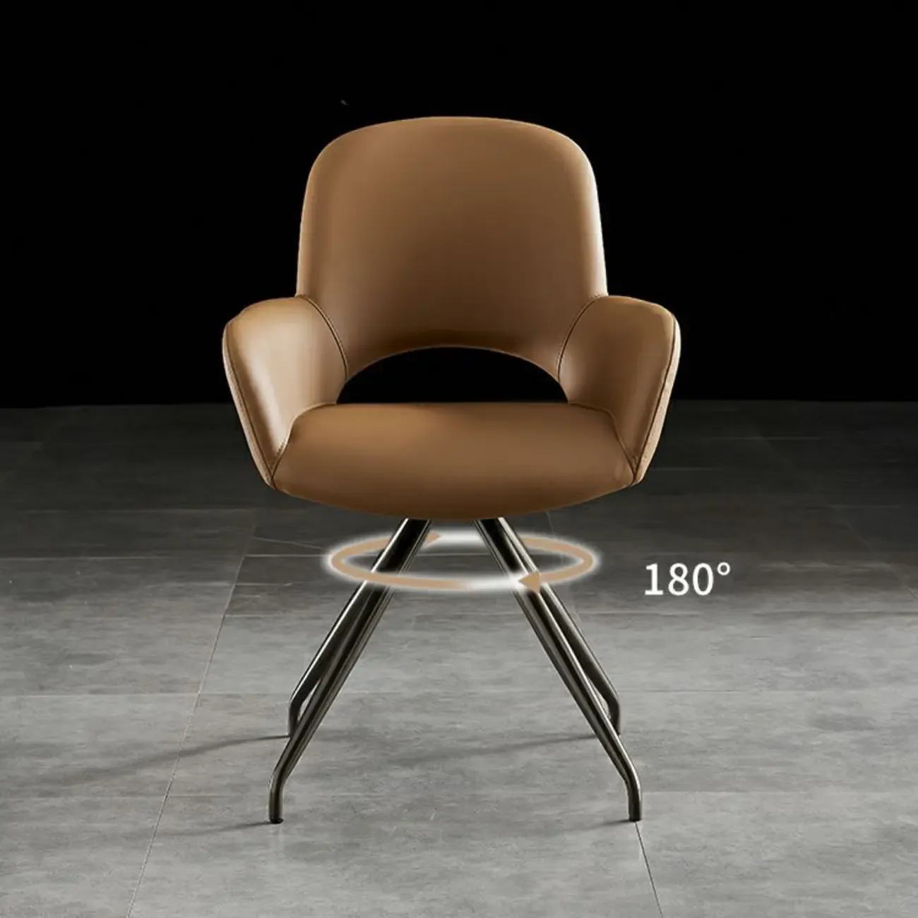 Grey Faux Leather Swivel Arm Dining Chair