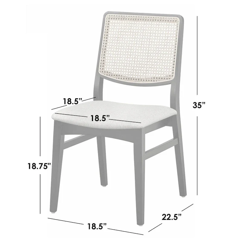 Grey Cane Back Dining Chair - Mid-Century Modern Style
