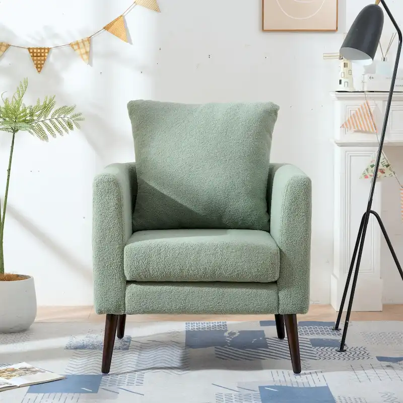 Green 26.77  Upholstered Arm Chair with Solid Wood Legs