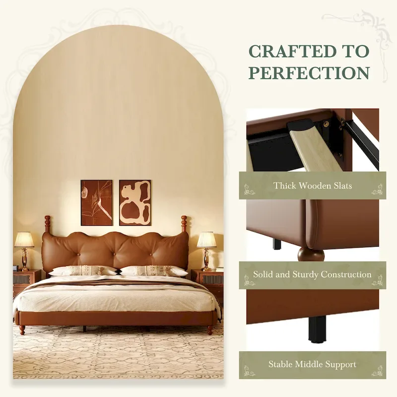 Luxury Upholstered PU Leather Bed