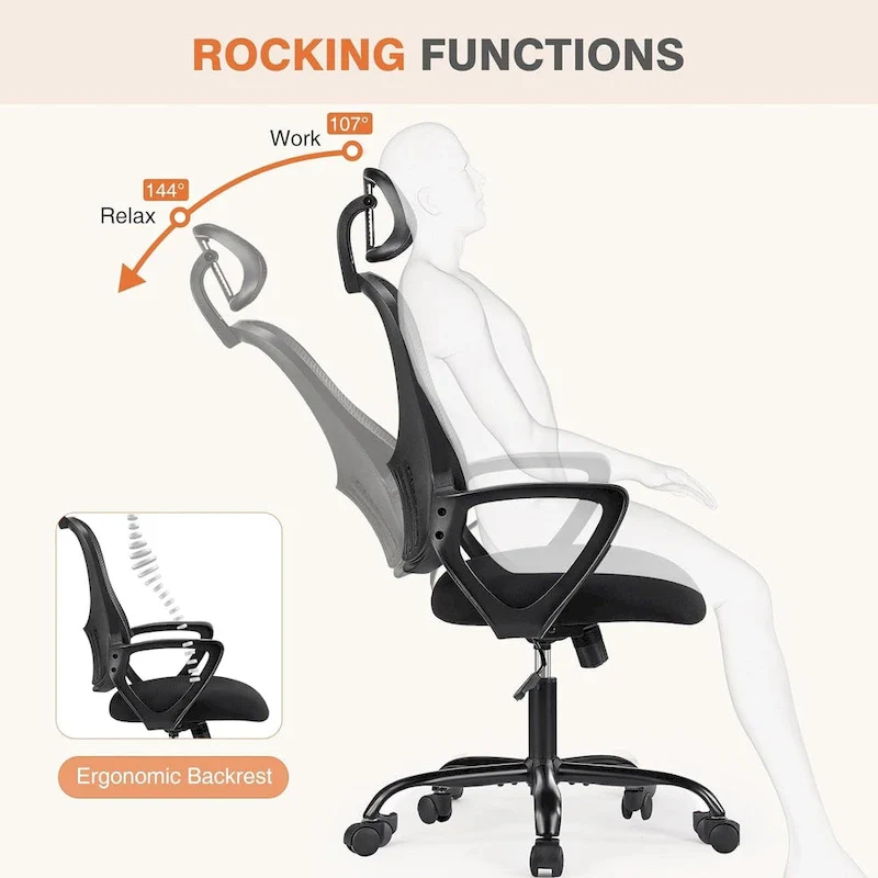 Ergonomic Office Chair, High Back Desk Chair with Headrest, Home Office Swivel Mesh Computer Chair Office Chairs