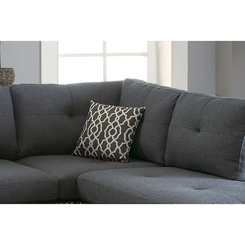 Bobkona Chaise Upholstered 3-piece Reversible Sectional Sofa Set