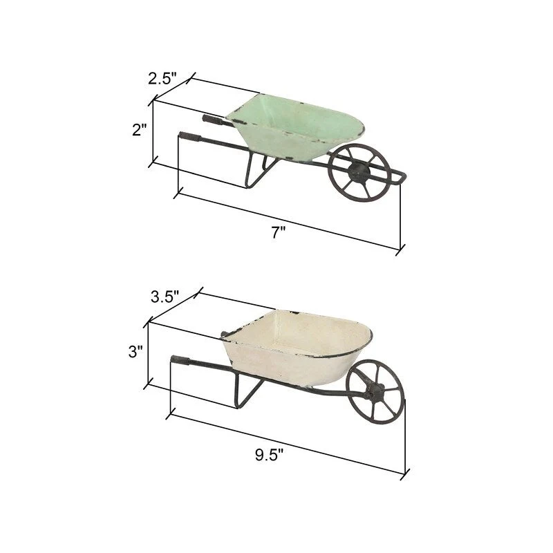 Elina Homestead Tabletop Metal Farmhouse Wheelbarrow Set - 3 H x 9.5 W x 3.5 D