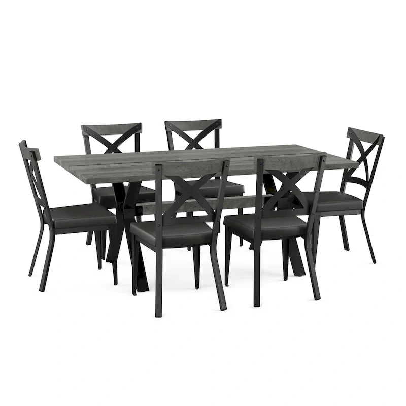 Amisco Leonie Wood Table and Snyder Chairs 7-Pieces Dining Set