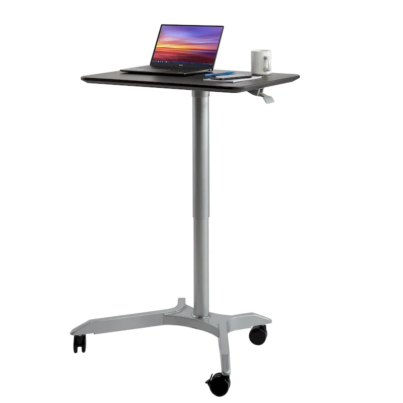 28-Inch Pneumatic Height Adjustable Sit-Stand Mobile Laptop Desk Cart