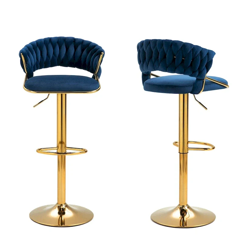 Set of 2 Bar Stool Adjustable Height with Swivel Seat