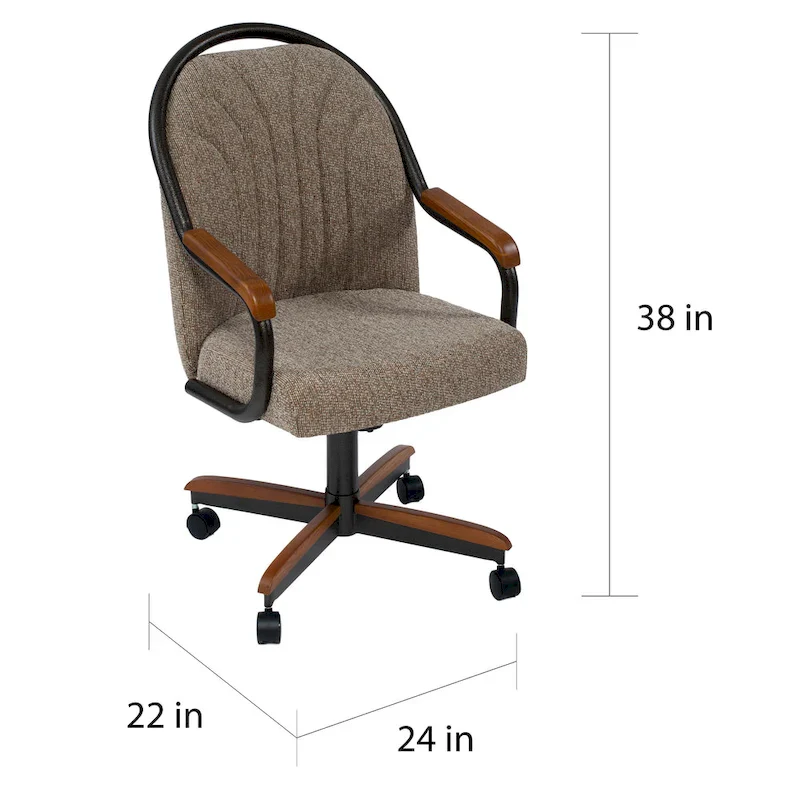 Casual Dining Swivel and Tilt Rolling Dining Chair - 38 Hx221/2 Wx22 D - 38 Hx24 Wx22 D
