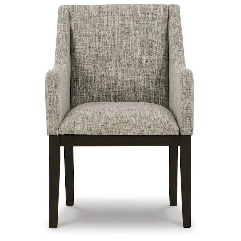 Sonn 24 Inch Dining Armchair, Set of 2, Padded Beige Upholstery, Brown Legs