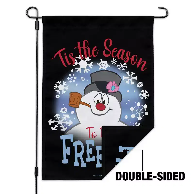 Frosty Season for Freezin' Garden Yard Flag with Pole Stand Holder