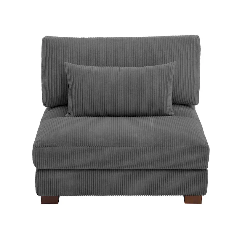 Corduroy Upholstered Armless Accent Chair with Adjustable Headrest