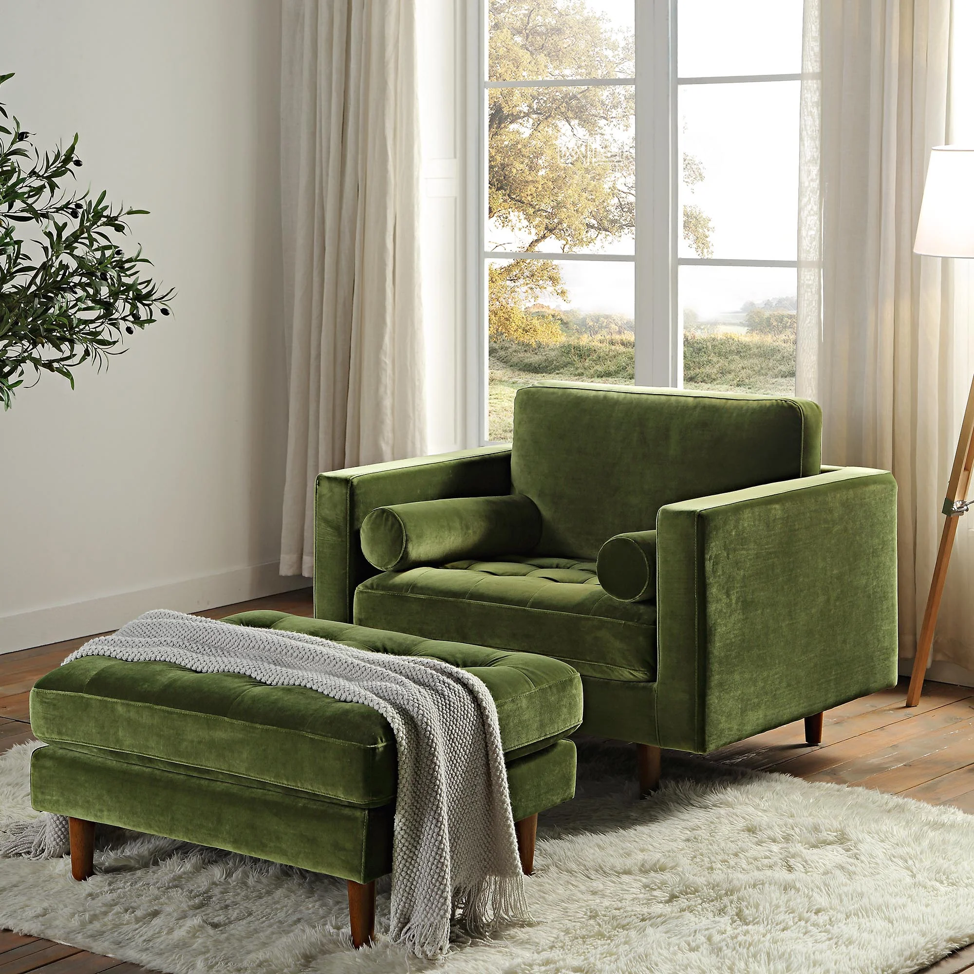 Armchair, Moss Green Velvet