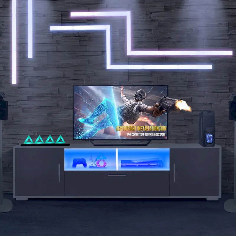 TVstand,TVCabinet,entertainment center TV station,TVconsole,console with LED light belt, light belt can be remote control
