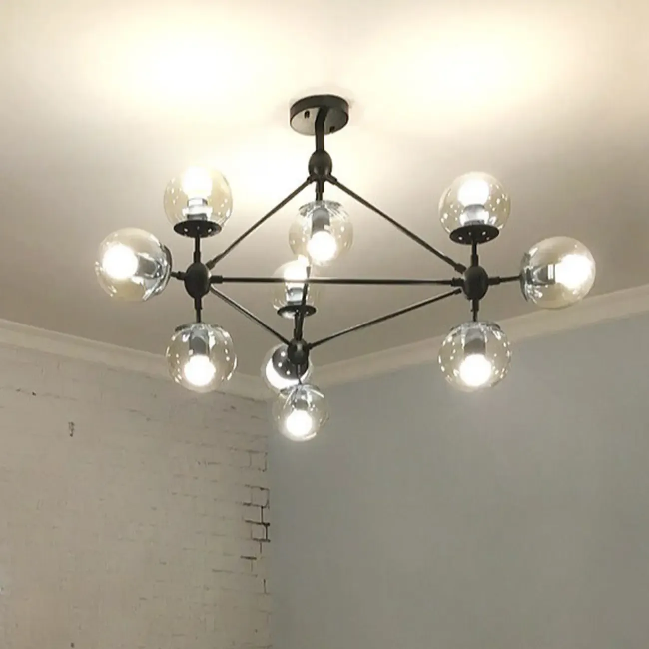 Multi-Light Modern Black LED Chandelier with Geometric Design