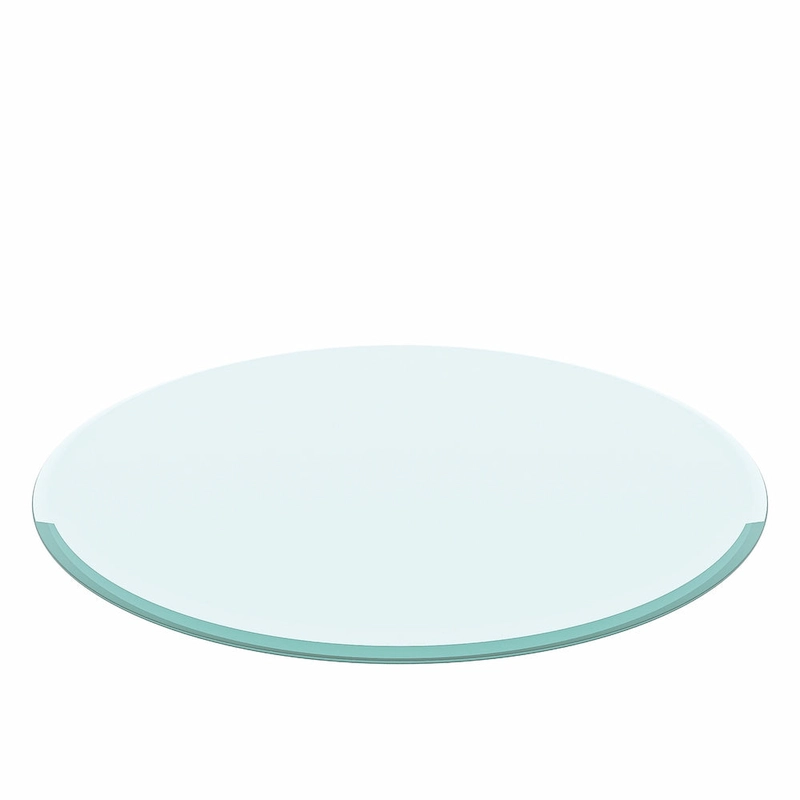 Round Tempered Glass Table Top Clear Glass Thick Beveled Polished Edge