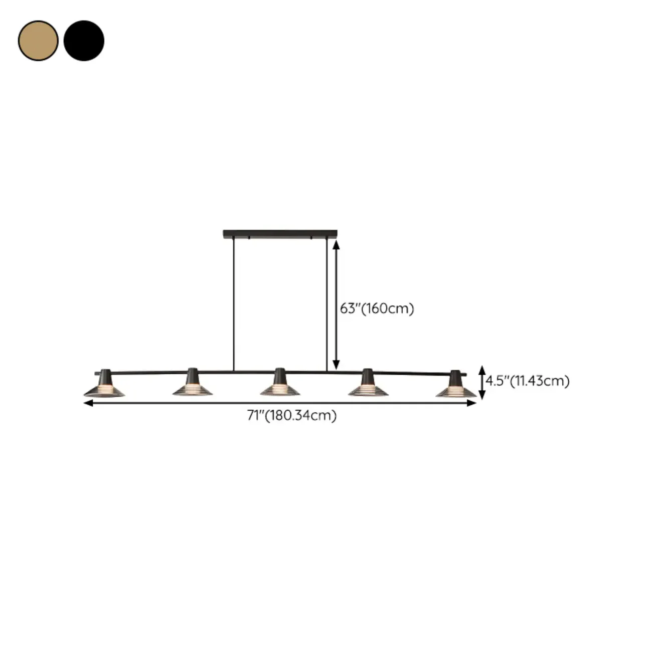Modern Black Cone Glass 3-Light Island Light