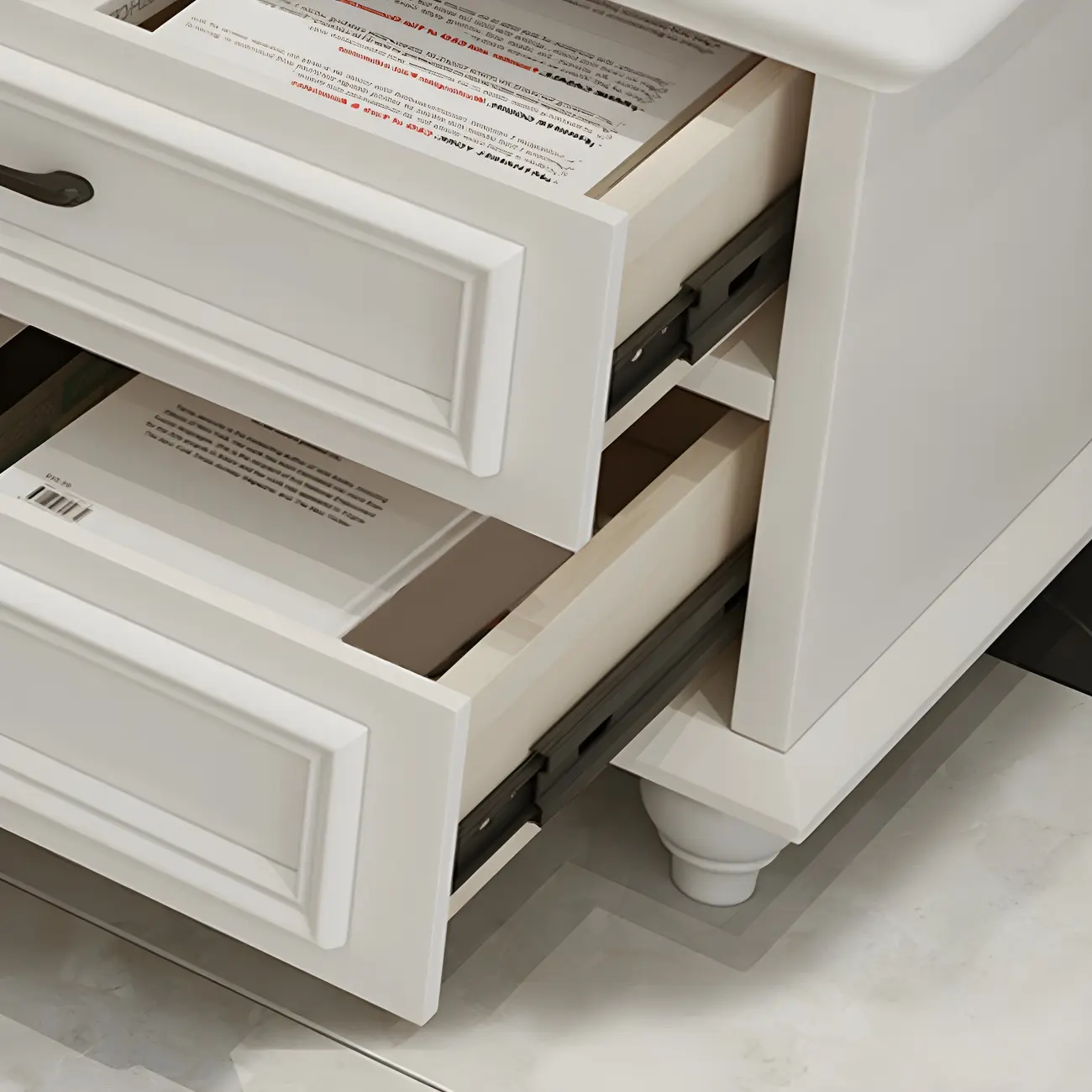 63 Adjustable White Wood TV Stand with Cable Management