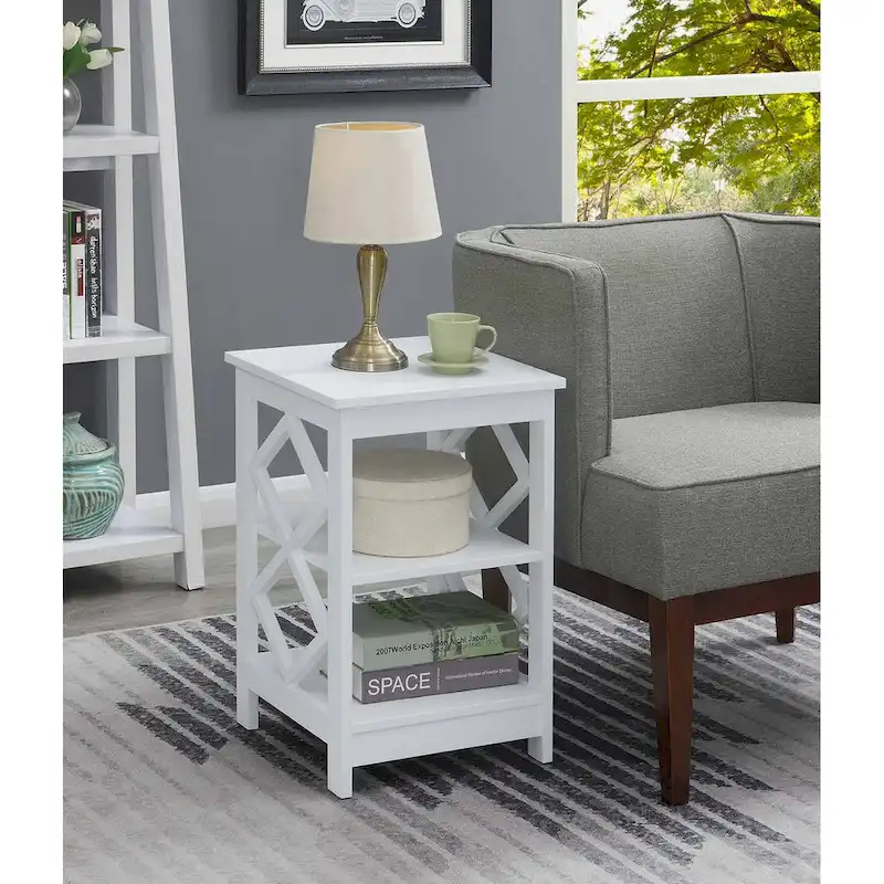 Convenience Concepts Diamond End Table with Shelves