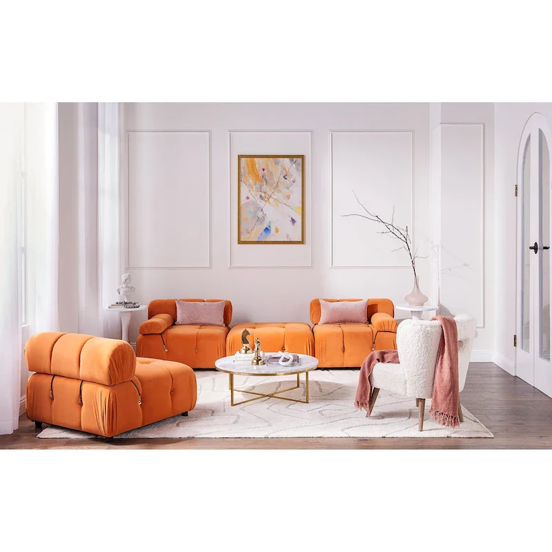 L-shape Velvet Modern Sectional Sofa Soft Couch