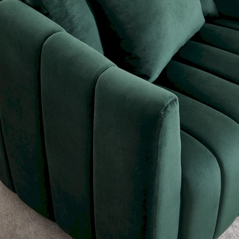 Modern Velvet Swivel Accent Chair,Sofa Chair with Pillows