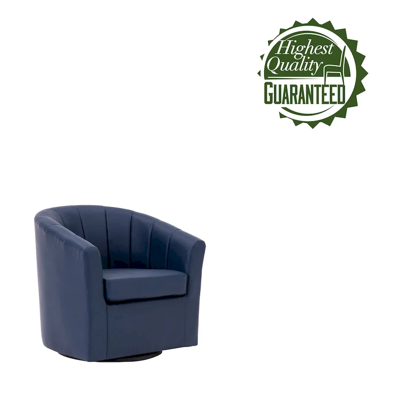 Swivel Barrel Accent Chair - Faux Leather Single Seat