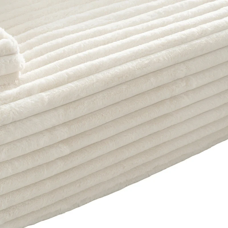 110 Faux Fur Cloud 3-Seater sat L-Shaped Sectional Sofa with Two Included Throw Pillows