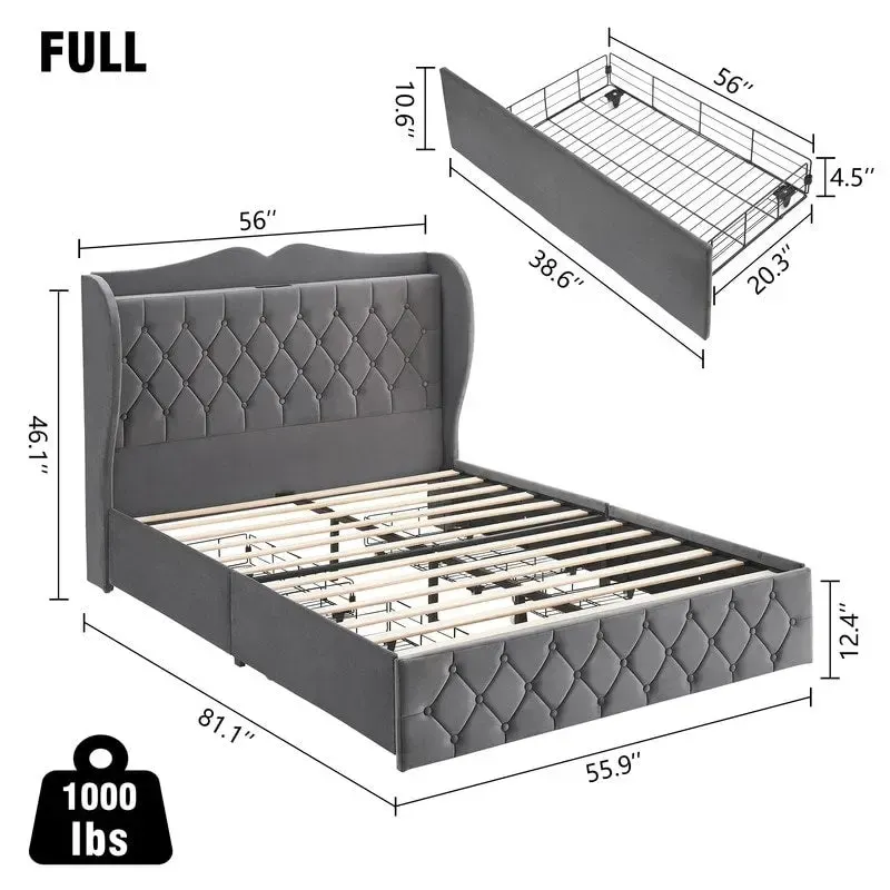 Queen Bed Frame with 4 Drawer