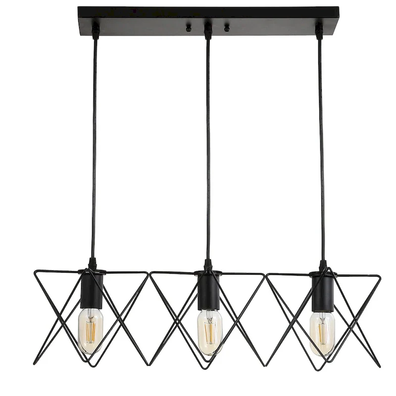SAFAVIEH Lighting Cyndie Adjustable 3-Light Led Black Pendant - 24 x8.5 x10.3-82.3  - 24Wx9Dx82H