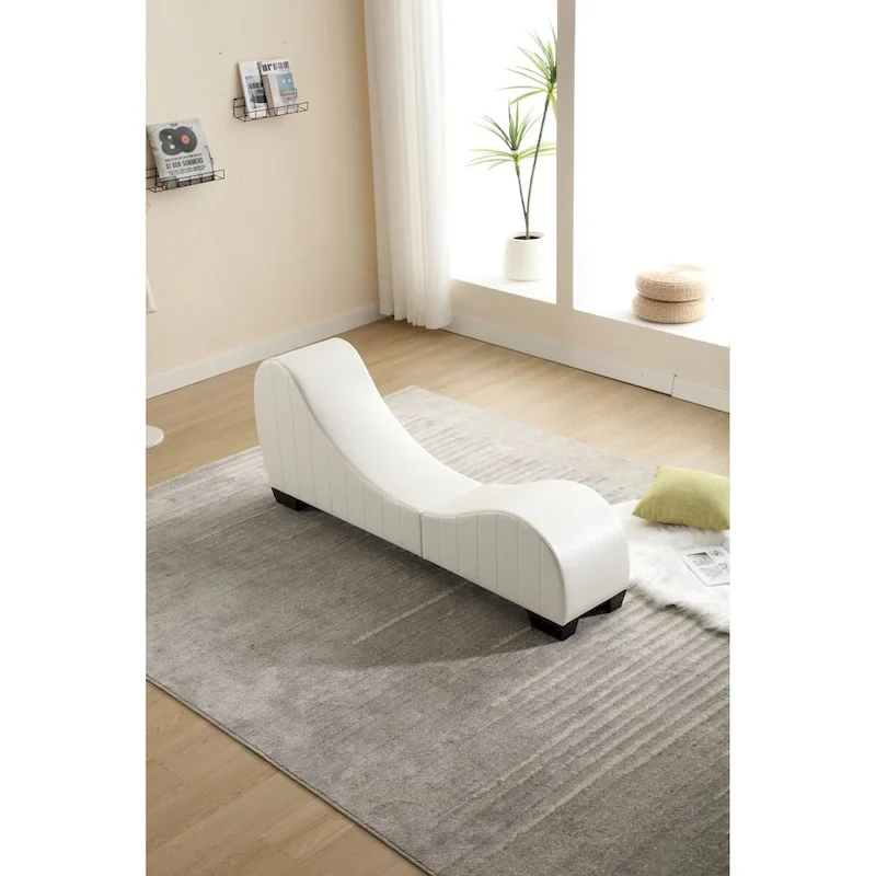 Factory Direct Yoga Chaise Lounge Collection for Stretching & Relaxation Modern Faux Leather Curved Sofa