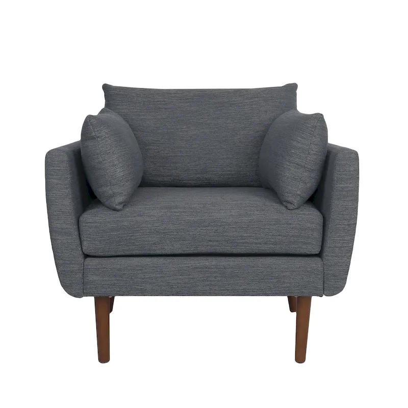 Upholstered Club Chair with 2 Removable Accent Pillows & Tapered Birch Wood Legs