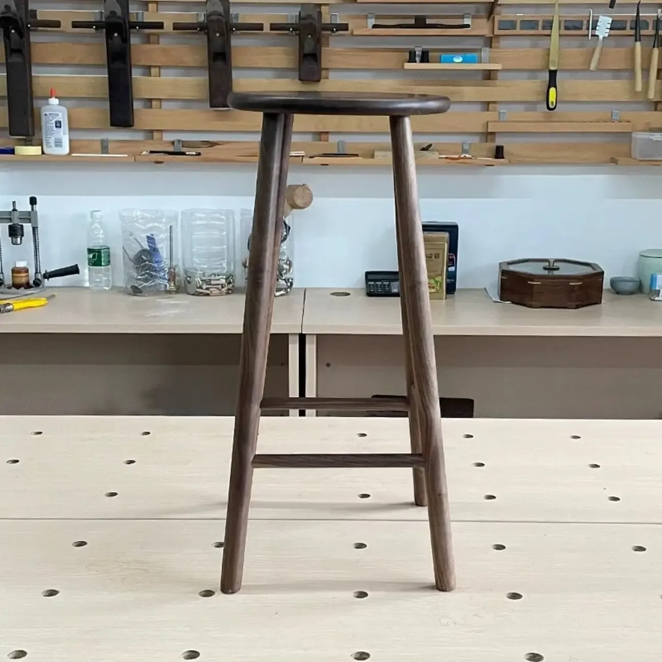 Bar Height Footrest Wood Modern Backless Bar Stools