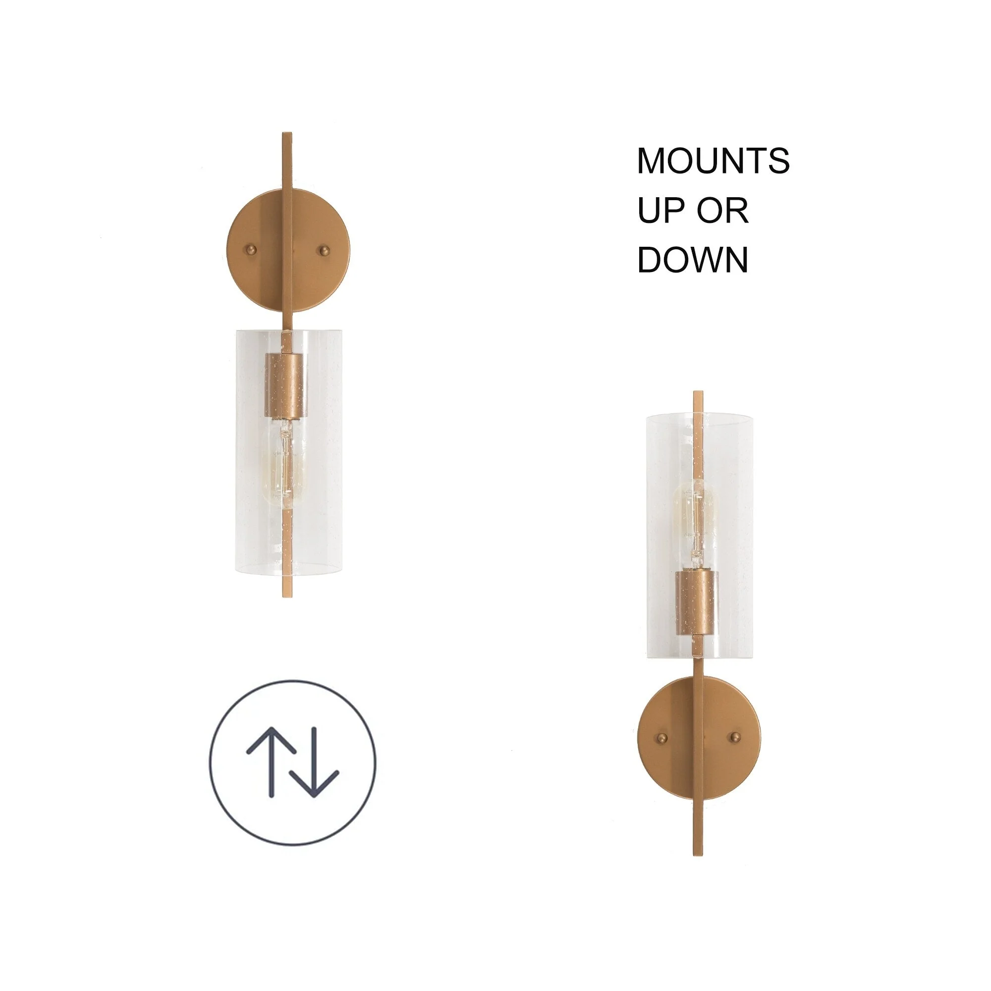 Zenith Modern Farmhouse Cylinder Seeded Glass Transitional Bathroom Wall Sconce