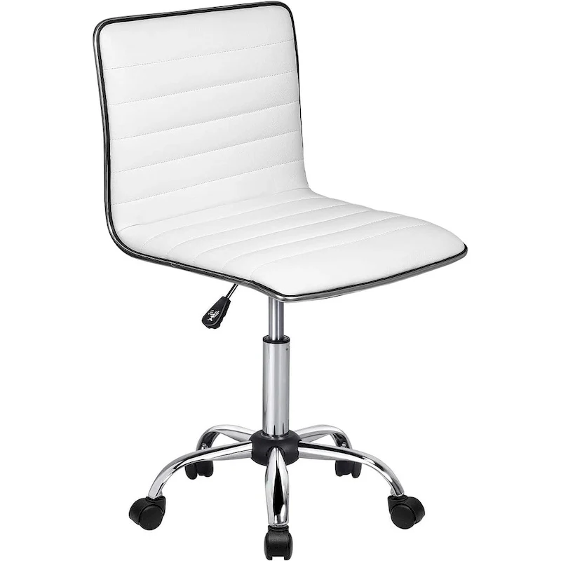 PU Leather Low Back Armless Ribbed Swivel Task Chair | Black / White / Brown / Grey | 1 Person | 265 lb Capacity