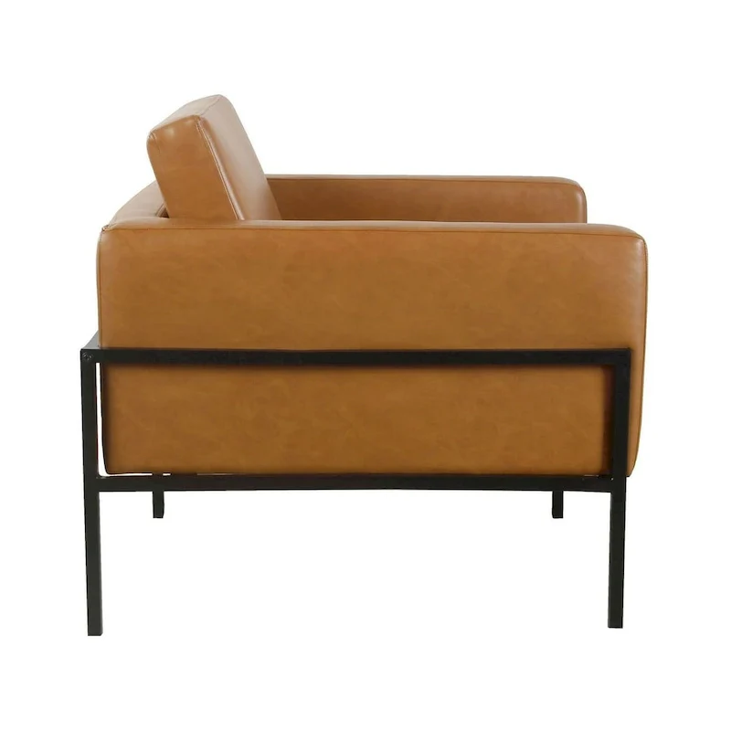 Modern Upholstered Club Chair, Camel/Grey/Blue/Brown, Metal Frame, Single