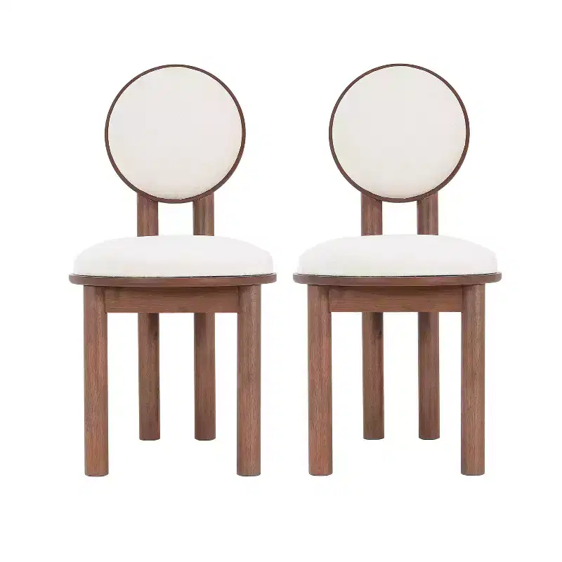 Christopher Knight Home Set of 2 Eliza Contemporary Upholstered Rubberwood Armless Dining Chairs Walnut/Beige
