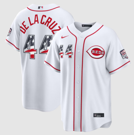 Cincinnati Reds Elly De La Cruz White USA 250 Fourth of July Home Stadium Jersey