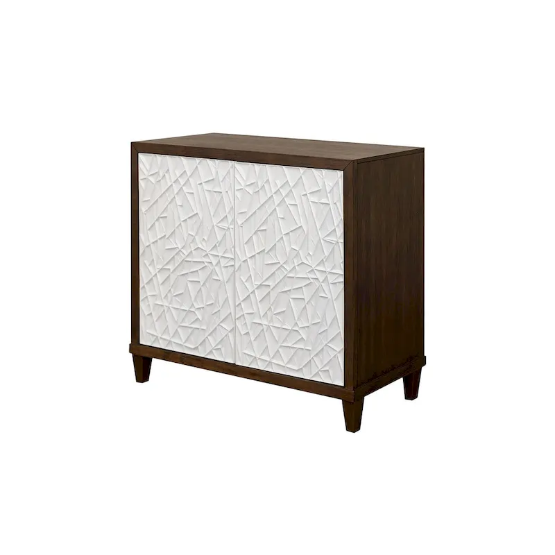 Brown & White Wood Console Cabinet — String Art Doors, 1-Person Assembly, 3 Sizes