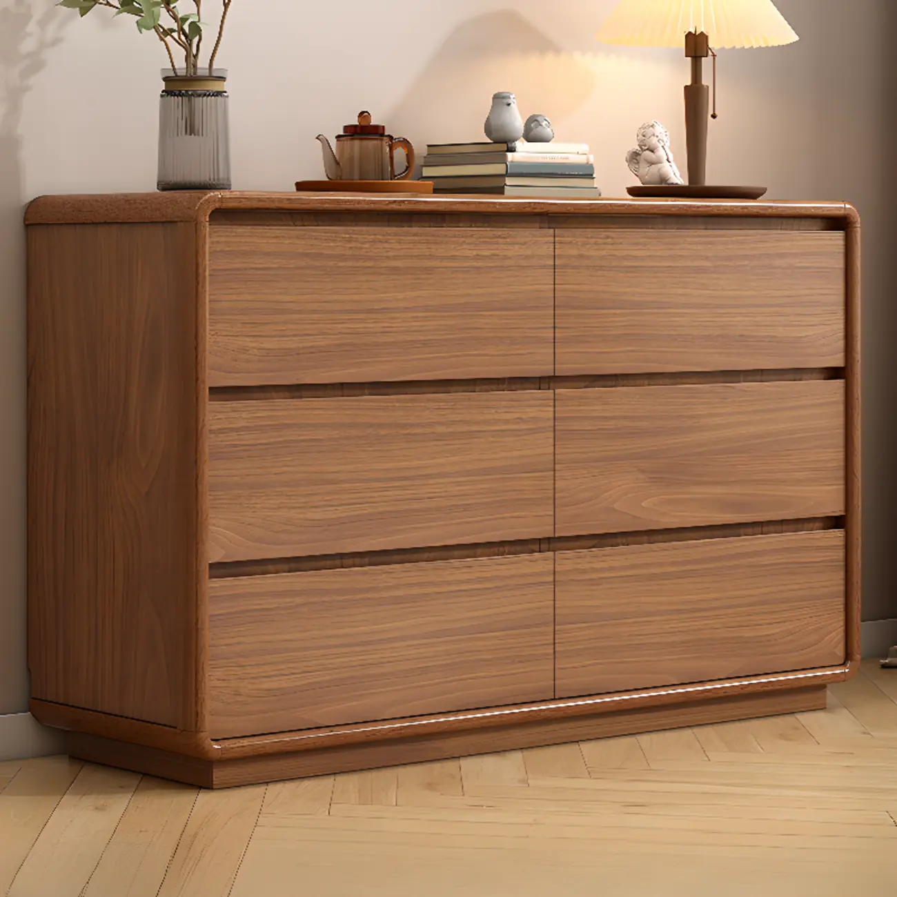 Cube Brown Wooden Console Chest in 8-Drawer