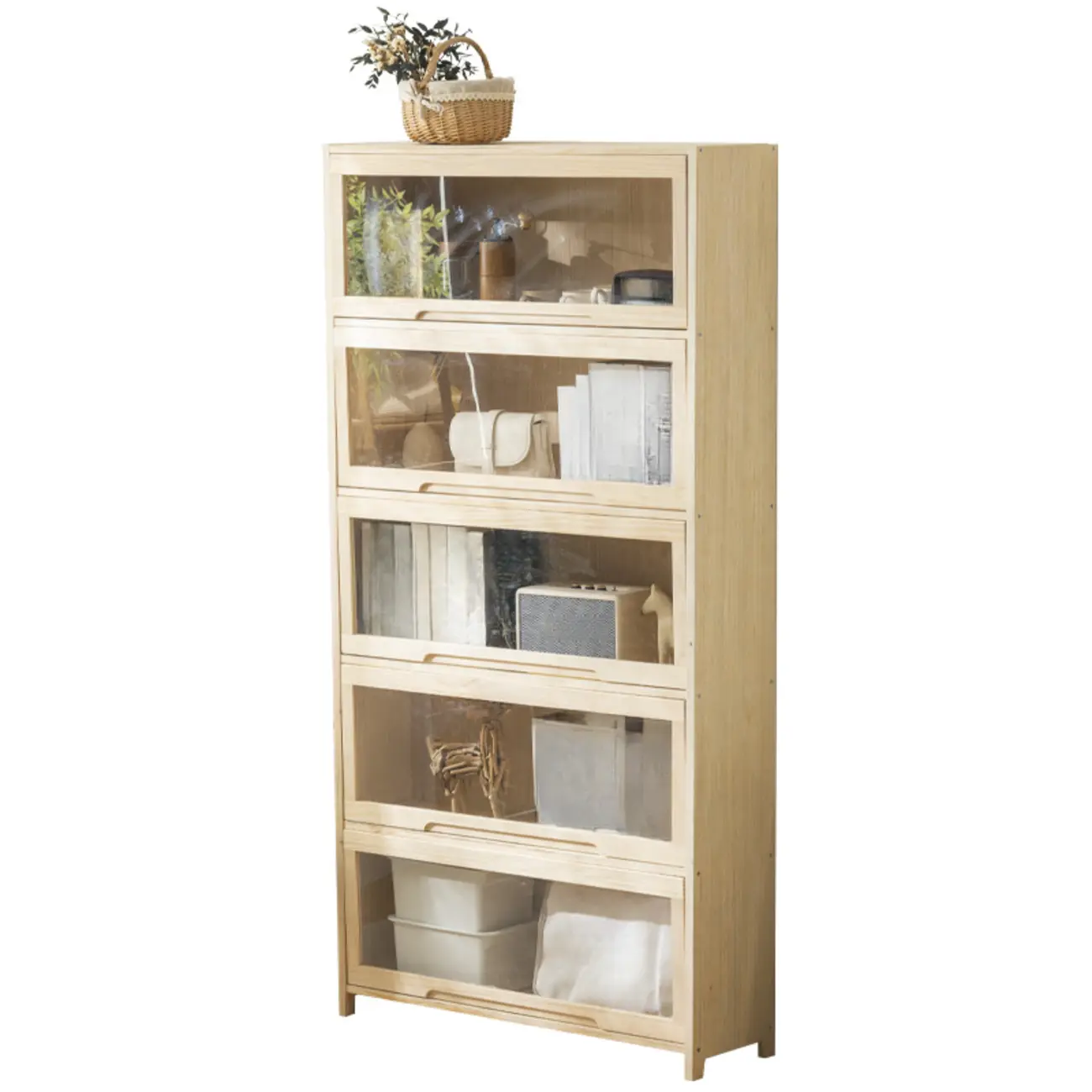 Solid Wood 5-Tier Display Open Shelving Unit Bookcase