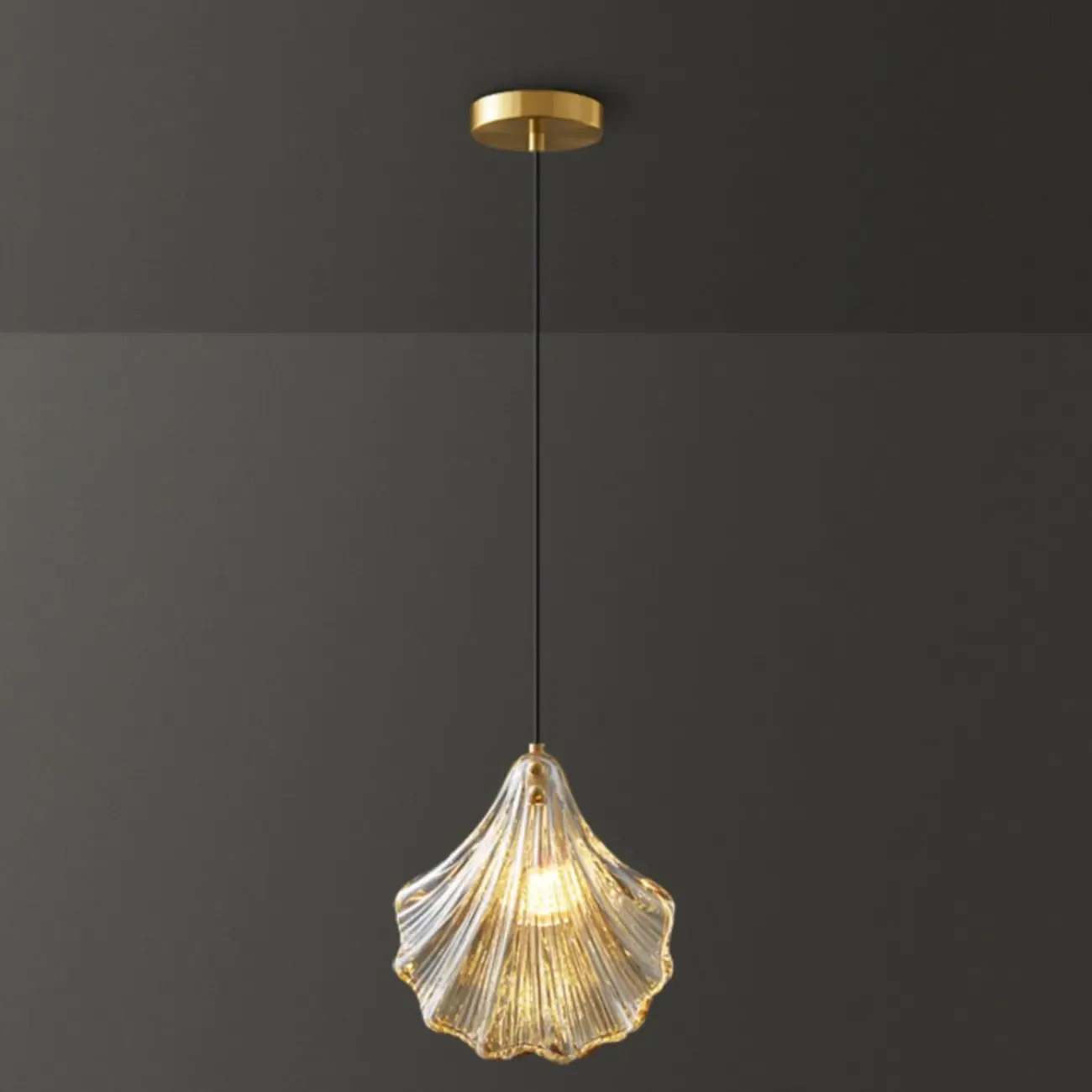 Modern Gold Clear Glass Shell Pendant Light