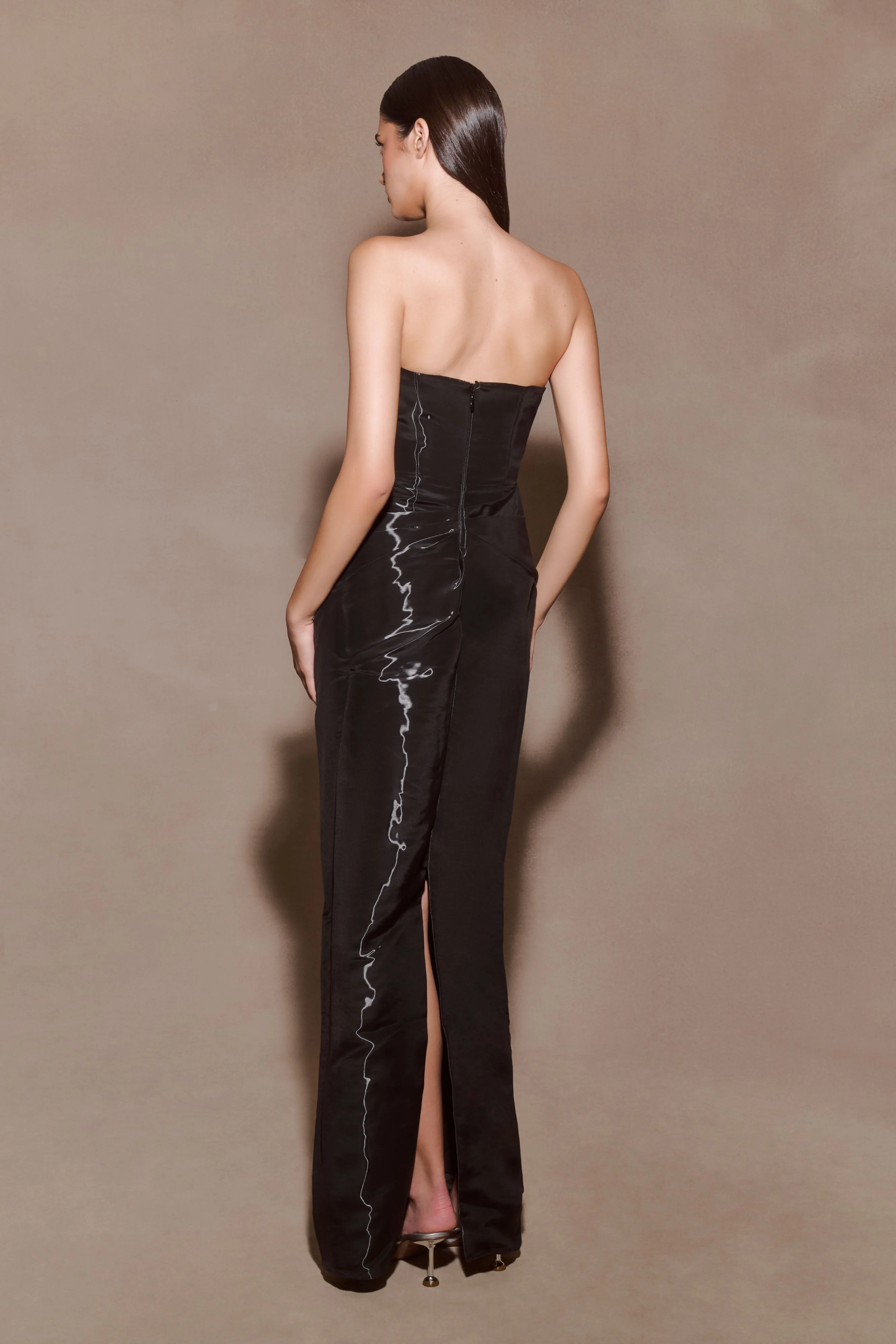 Calliope Strapless Organza Maxi Dress - Black