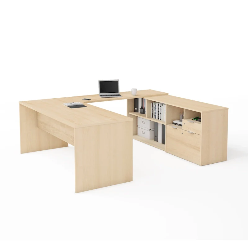 Bestar i3 Plus U-Desk with Two Drawers